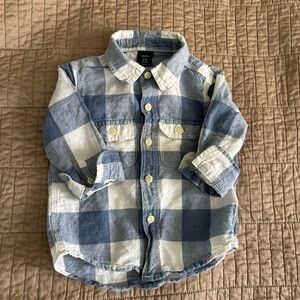 Baby Gap Blue and White Plaid Shirt